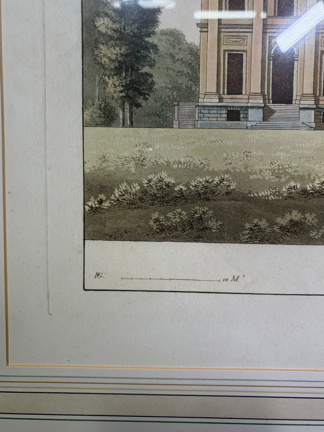 Framed Hand-Colored Engraving 'Palais Royal de Laeken, Vue du côté du Parc'