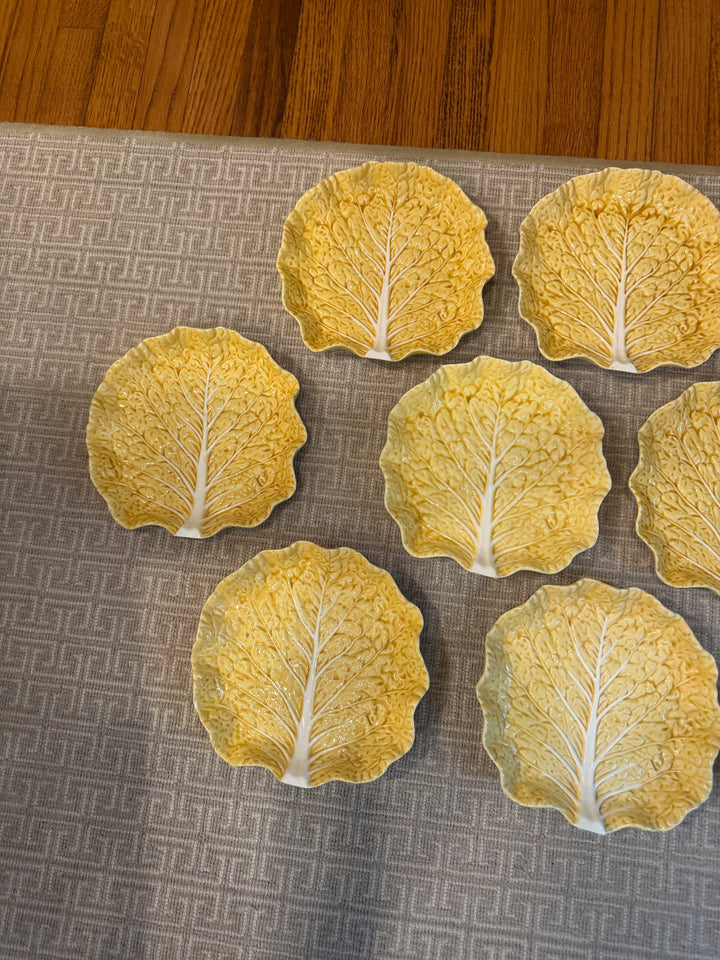 Vintage Bordallo Pinheiro Yellow Cabbage Salad Plates (Set of 10)