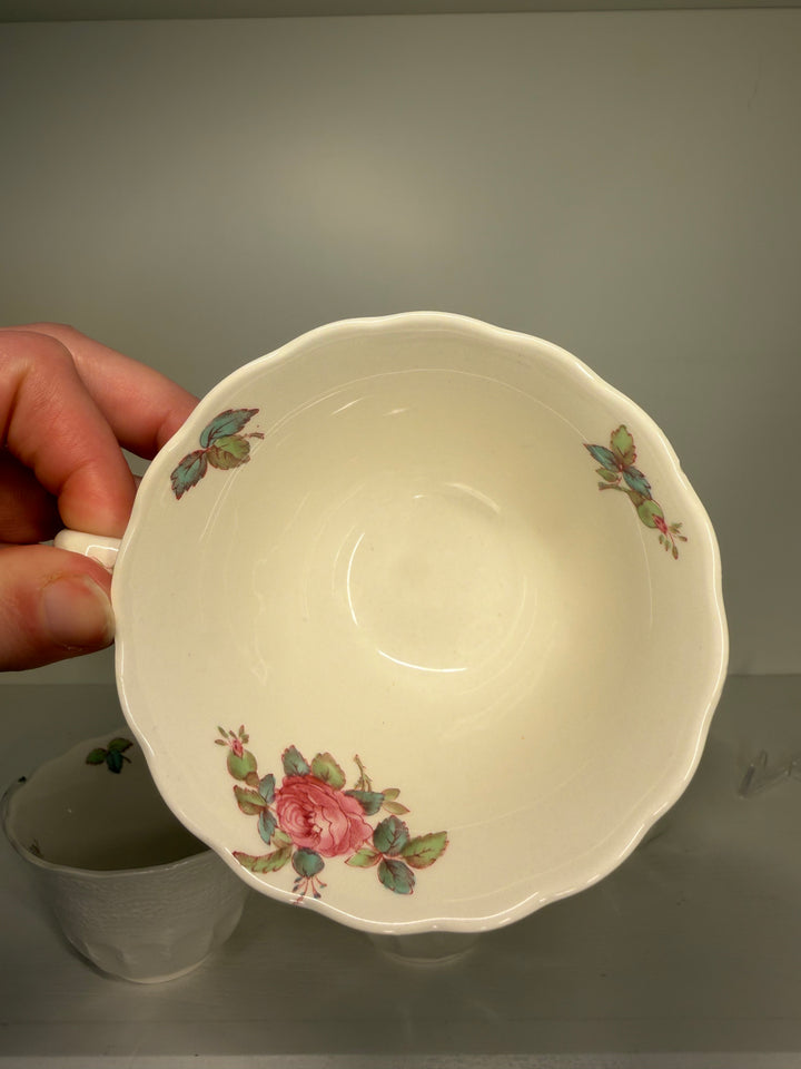 Spode Billingsley Rose Saucers and Cups - Set of 10