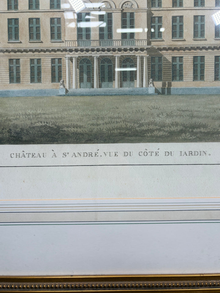 Framed Architectural Print – Château à St. André, Vue du Côté du Jardin