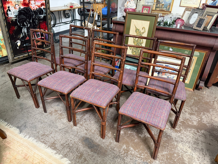 Set of 8 Vintage Bamboo and Rattan Chairs
