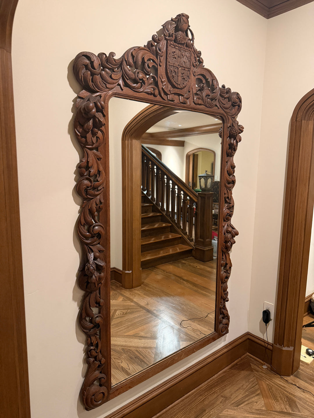 English Carved Oak Mirror