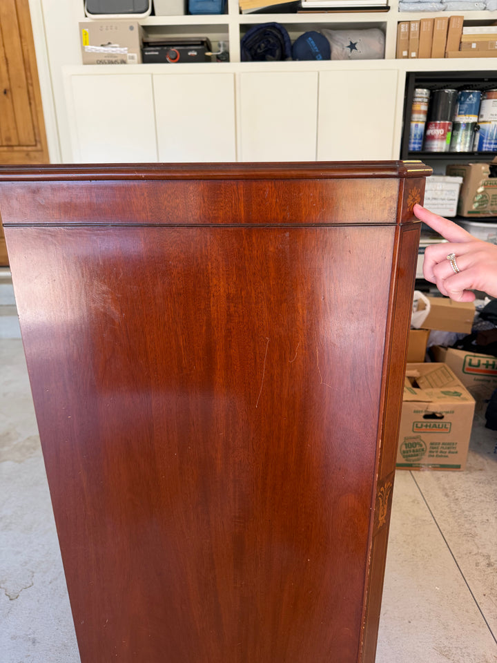 19th Century Hand-Painted Satin Wood Secretary Desk and Dresser