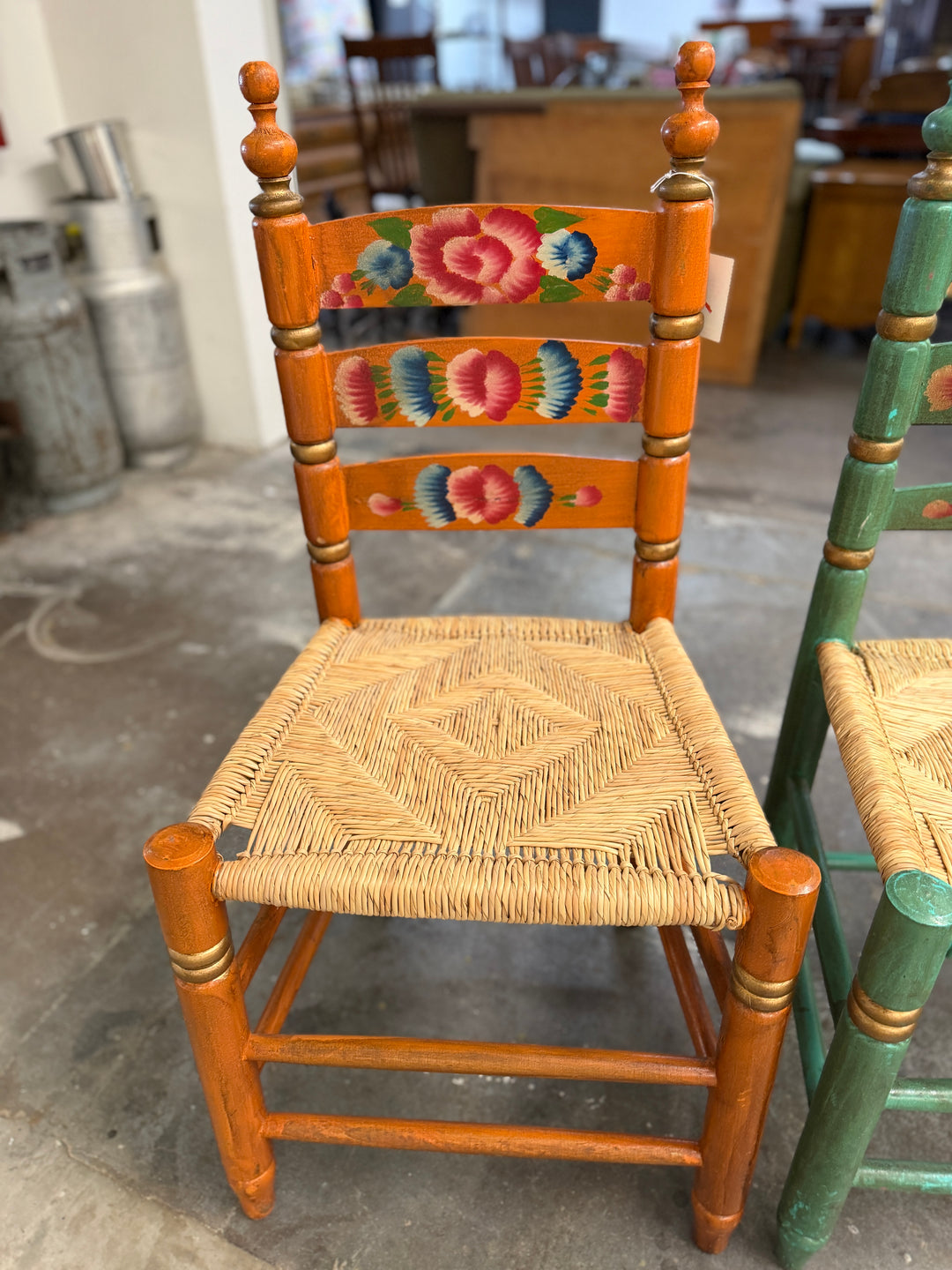 Handpainted Vintage Wooden Chairs - Set of 4
