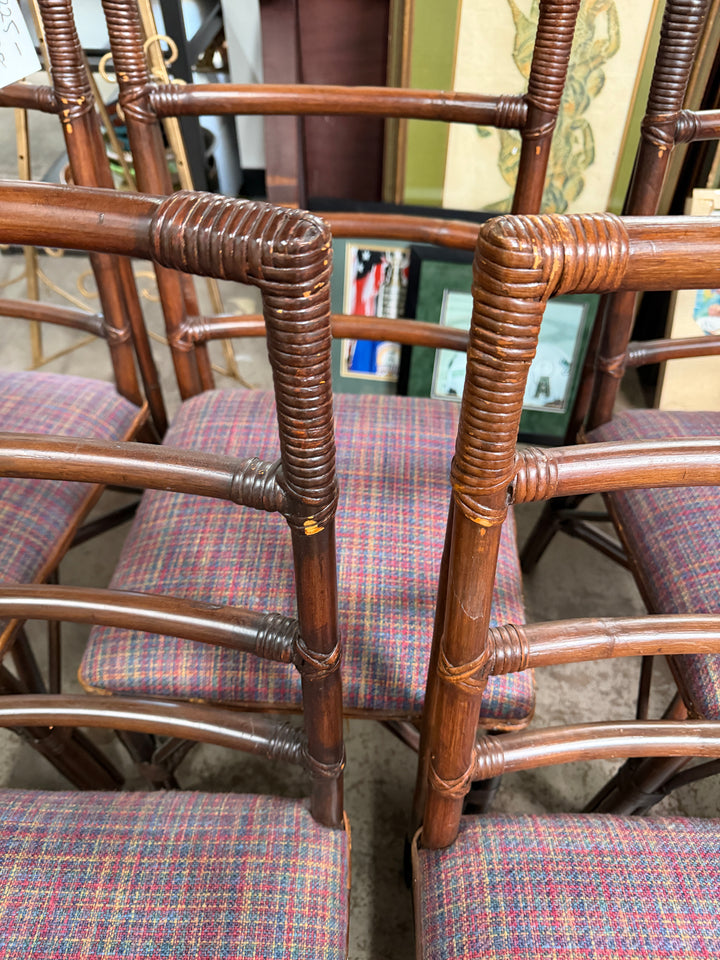 Set of 8 Vintage Bamboo and Rattan Chairs