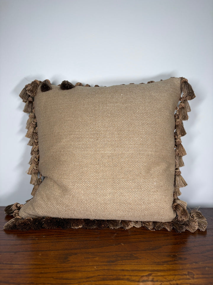 Needlepoint Tapestry Pillow with Birds and Floral Medallion