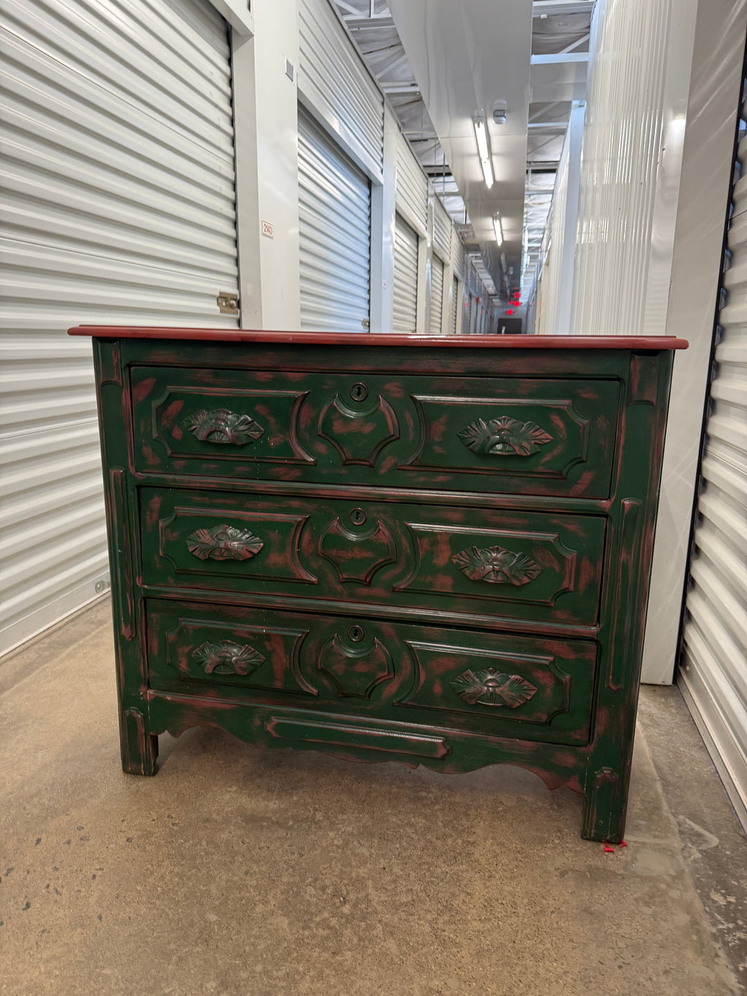 Antique Pink and Green Chest of Drawers