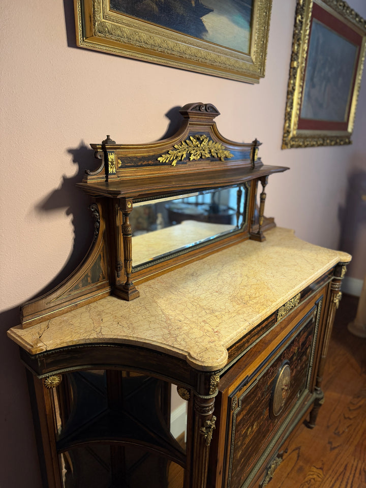 Antique Marble Top Credenza