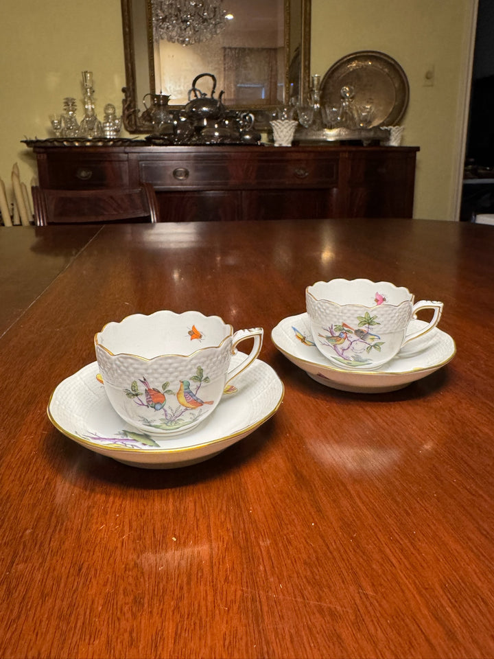 2 Herend Tea Cups and Saucers (#711)