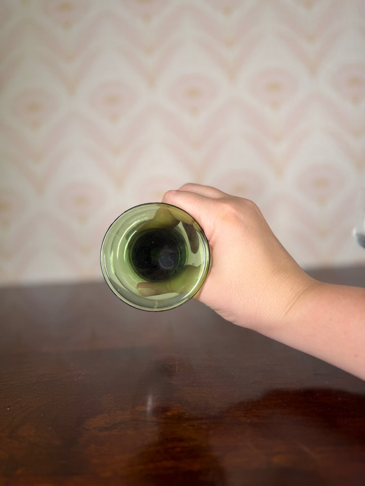 Set of 2 Small Green Vintage Glasses