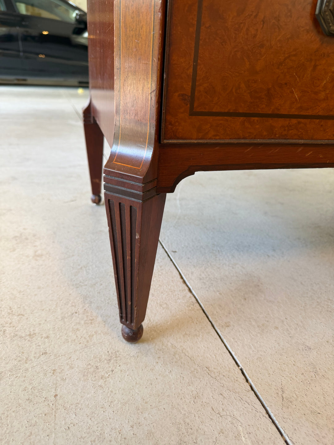 19th Century Hand-Painted Satin Wood Secretary Desk and Dresser