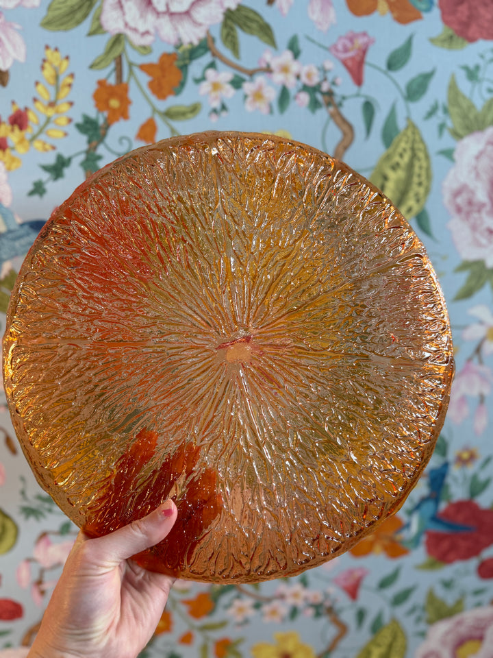 Williams Sonoma Citrus Orange Glass Chargers (Set of 4 in Original Box)