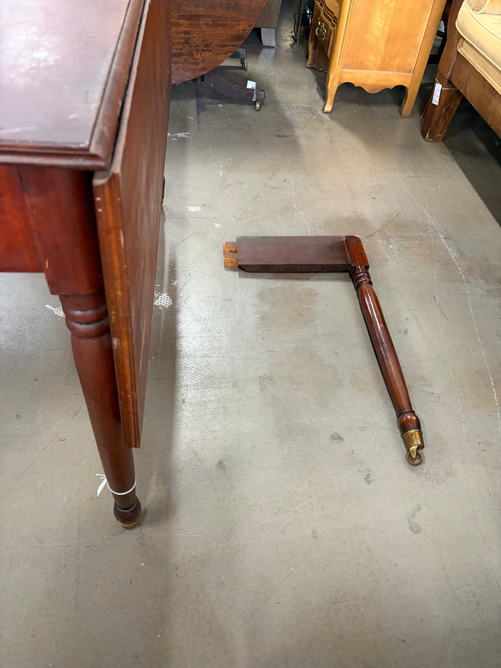 Antique Drop Leaf Table on Wheels