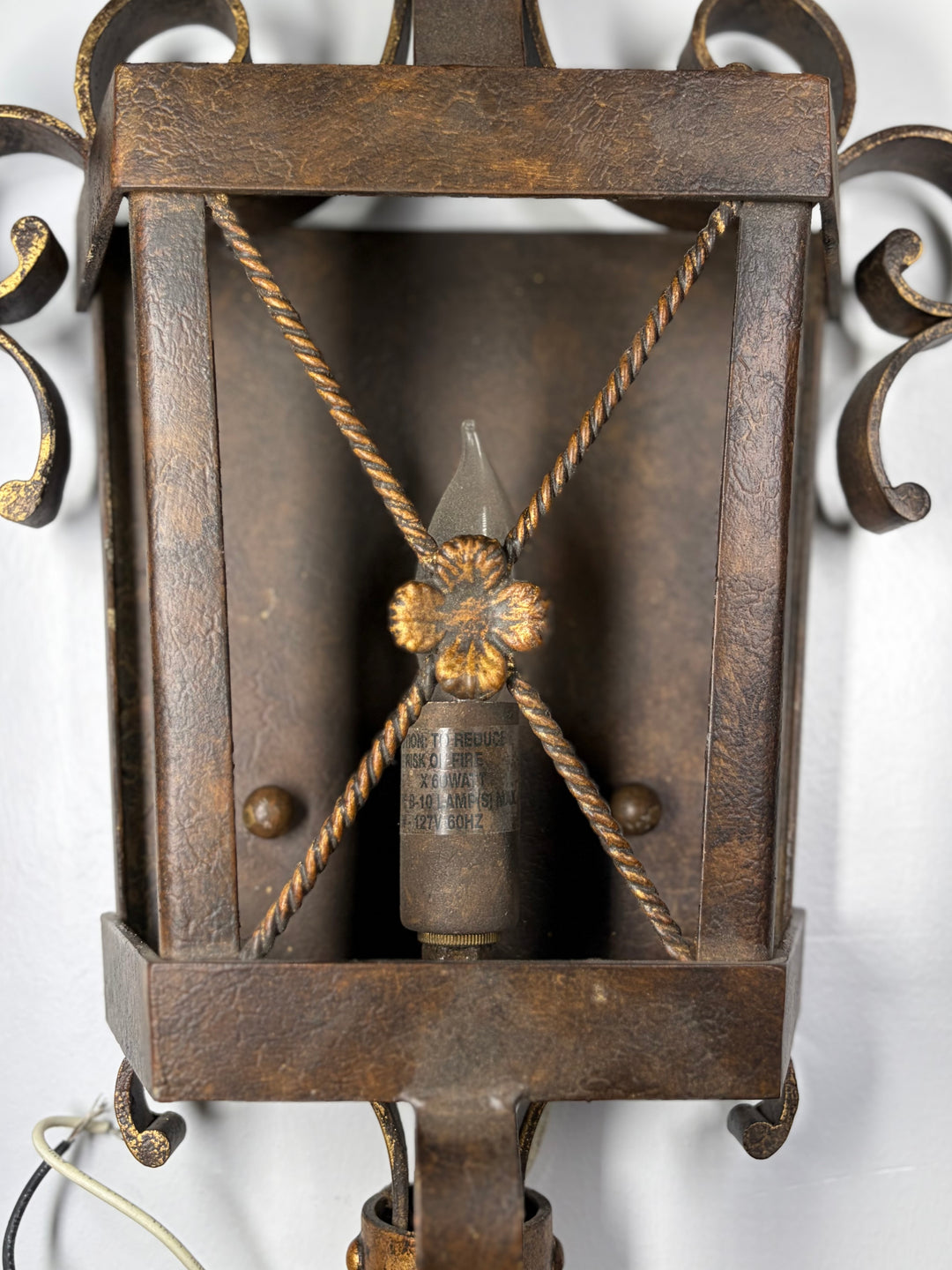 Pair of Tall Wrought Iron Floor Torchère Lanterns