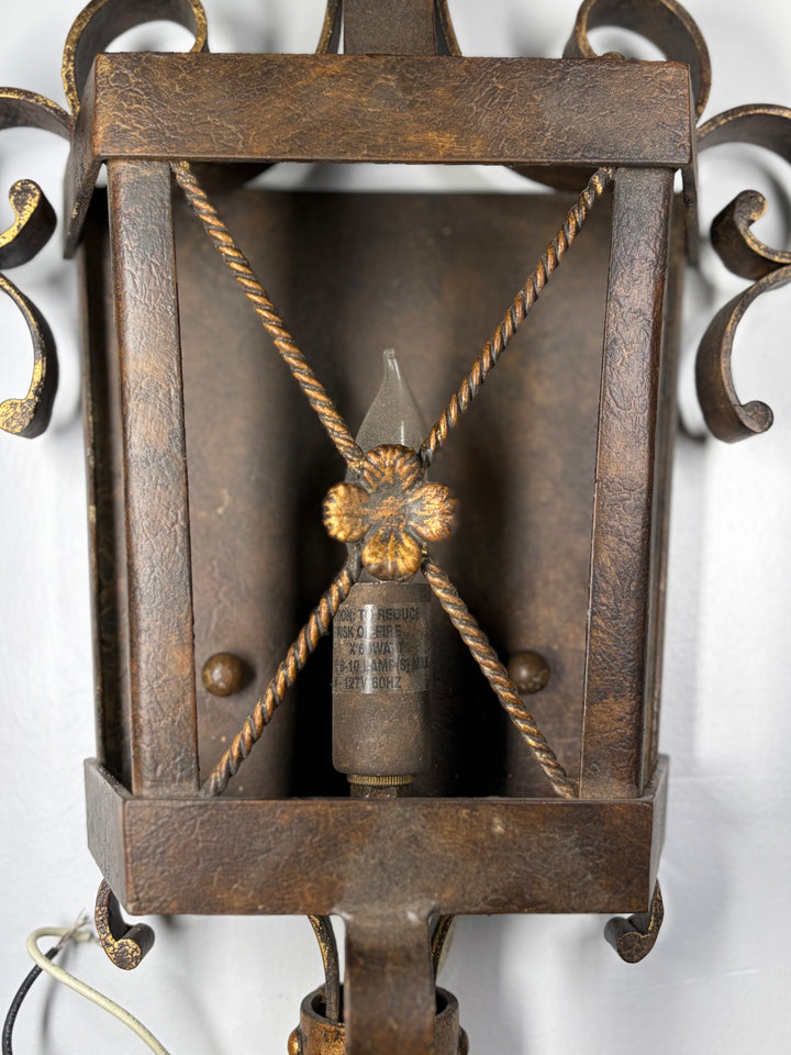 Pair of Tall Wrought Iron Floor Torchère Lanterns