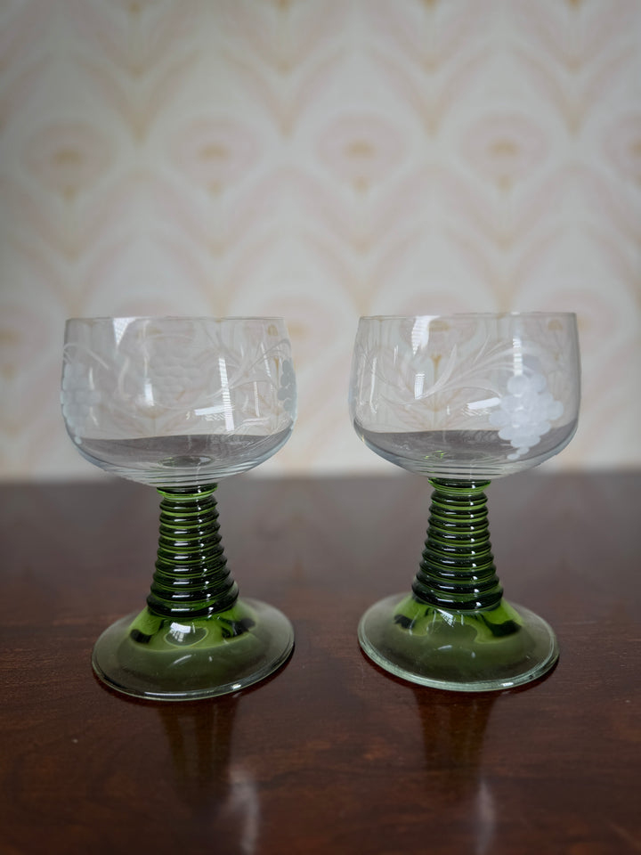 Set of 2 Green Glasses