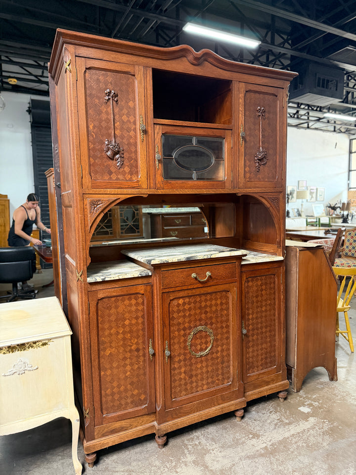 Antique Marble Top Buffet/Hutch
