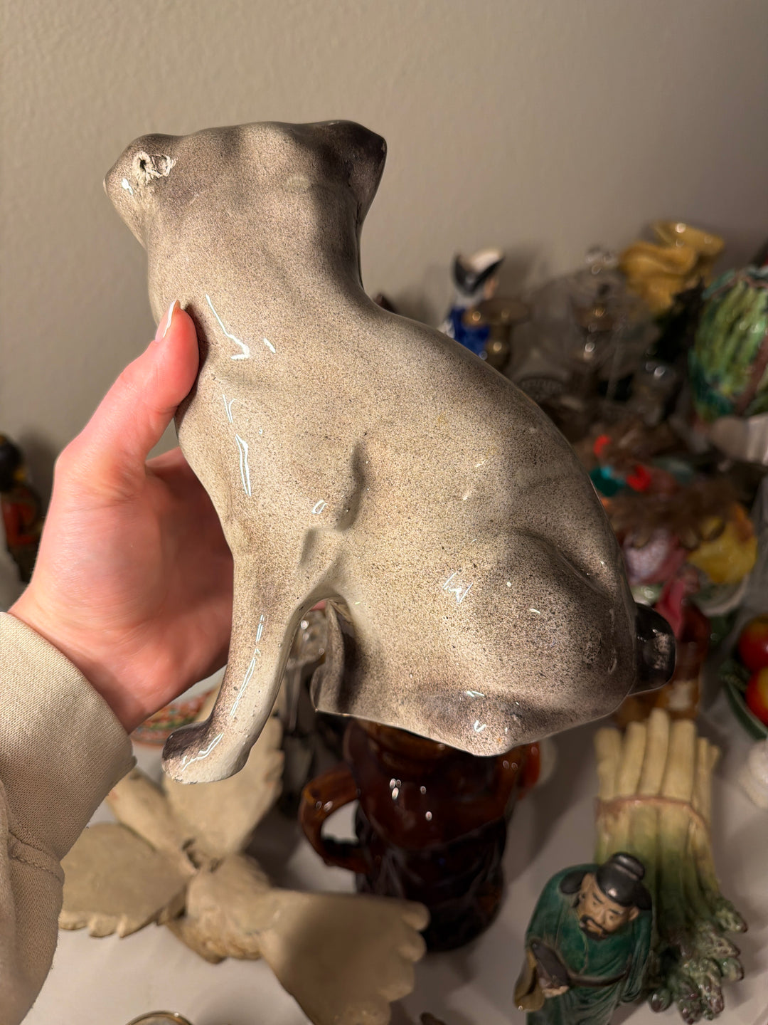 Pair of Antique Scottish Seated Pug Dog Figurines