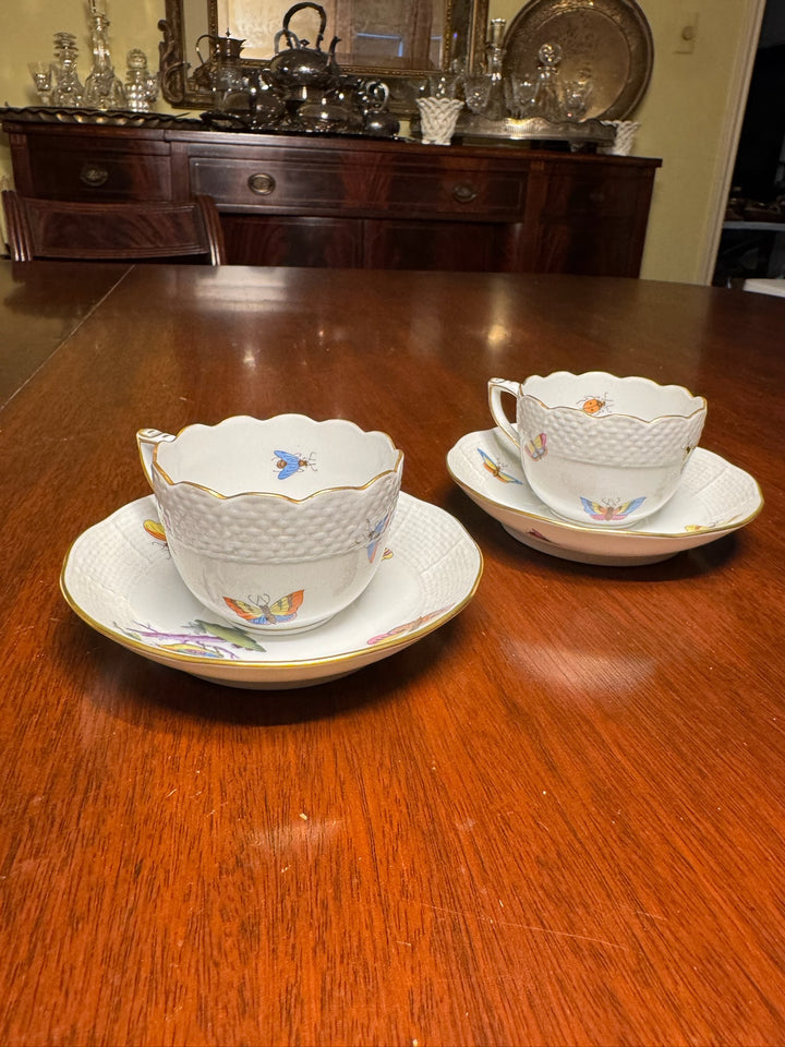2 Herend Tea Cups and Saucers (#711)
