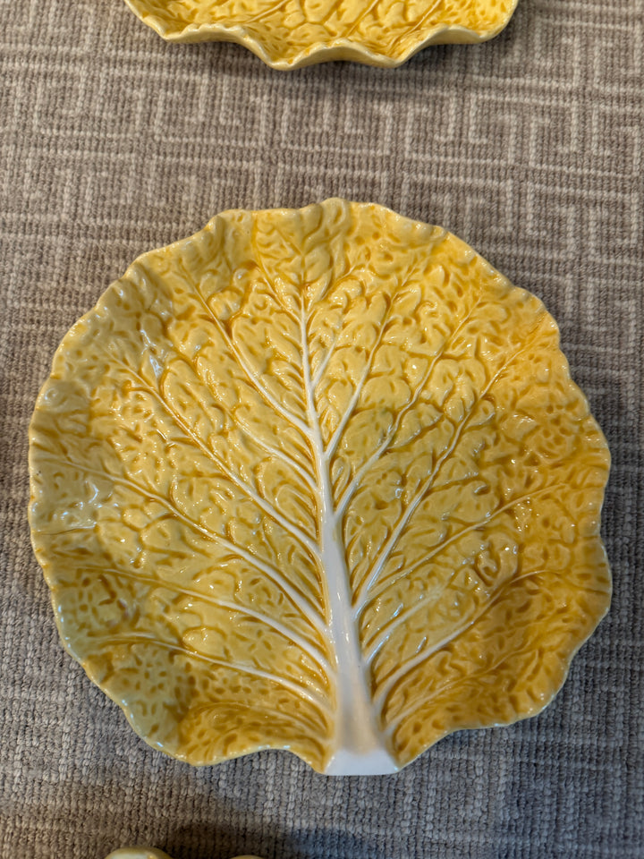 Vintage Bordallo Pinheiro Yellow Cabbage Salad Plates (Set of 10)