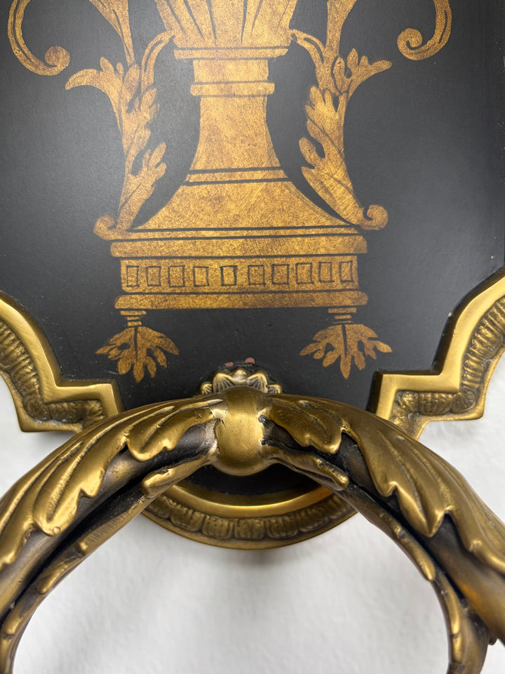 Pair of Antiqued Brass Two-Light Wall Sconces in Original Box