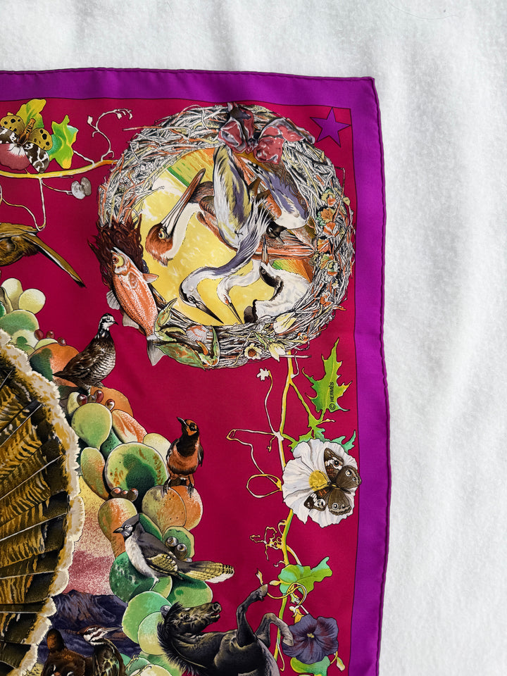 Vintage HERMÈS “Fauna et Flora du Texas” Silk Scarf by Kermit Oliver 90