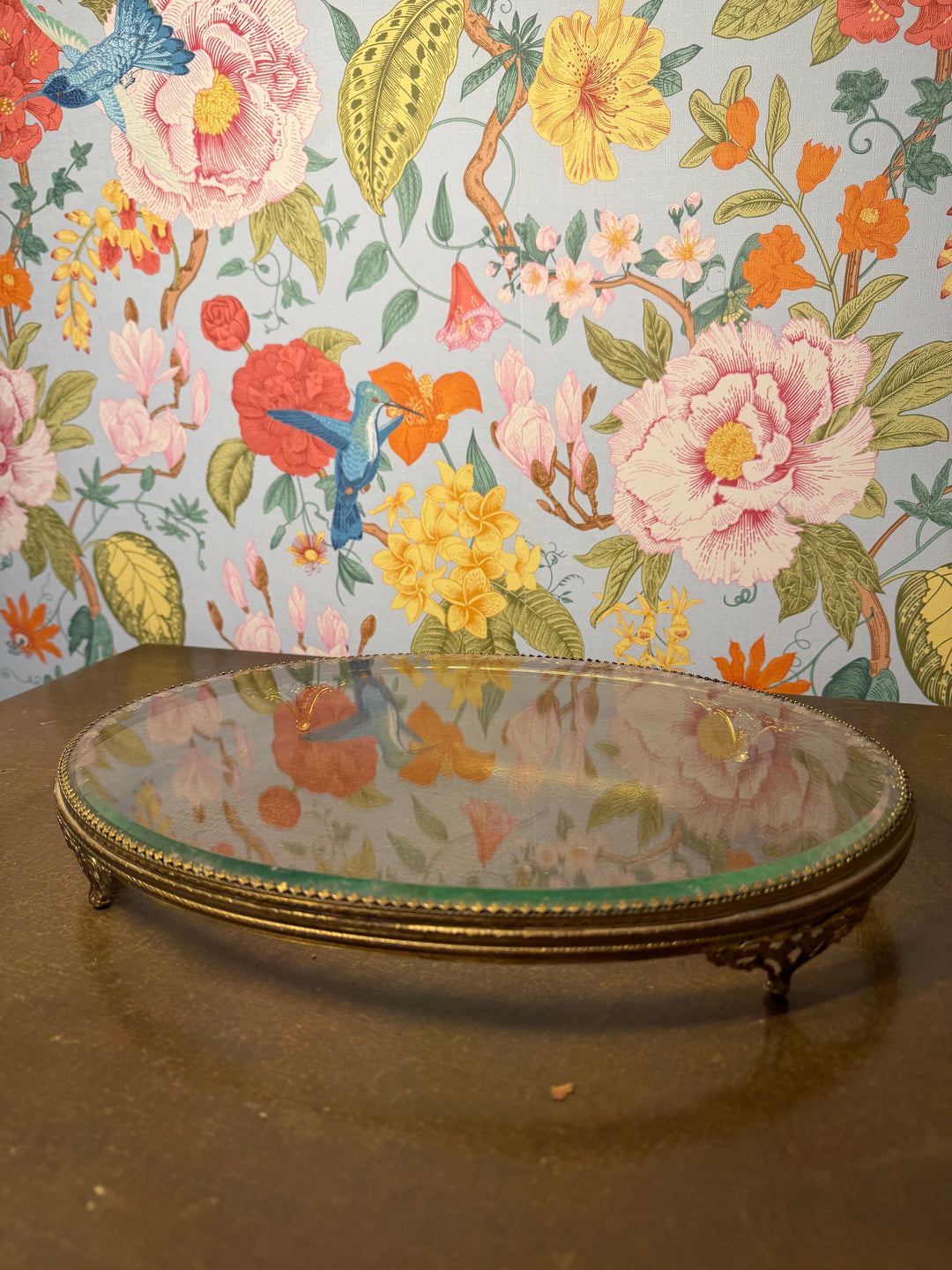 Glass Mirrored Vanity Tray