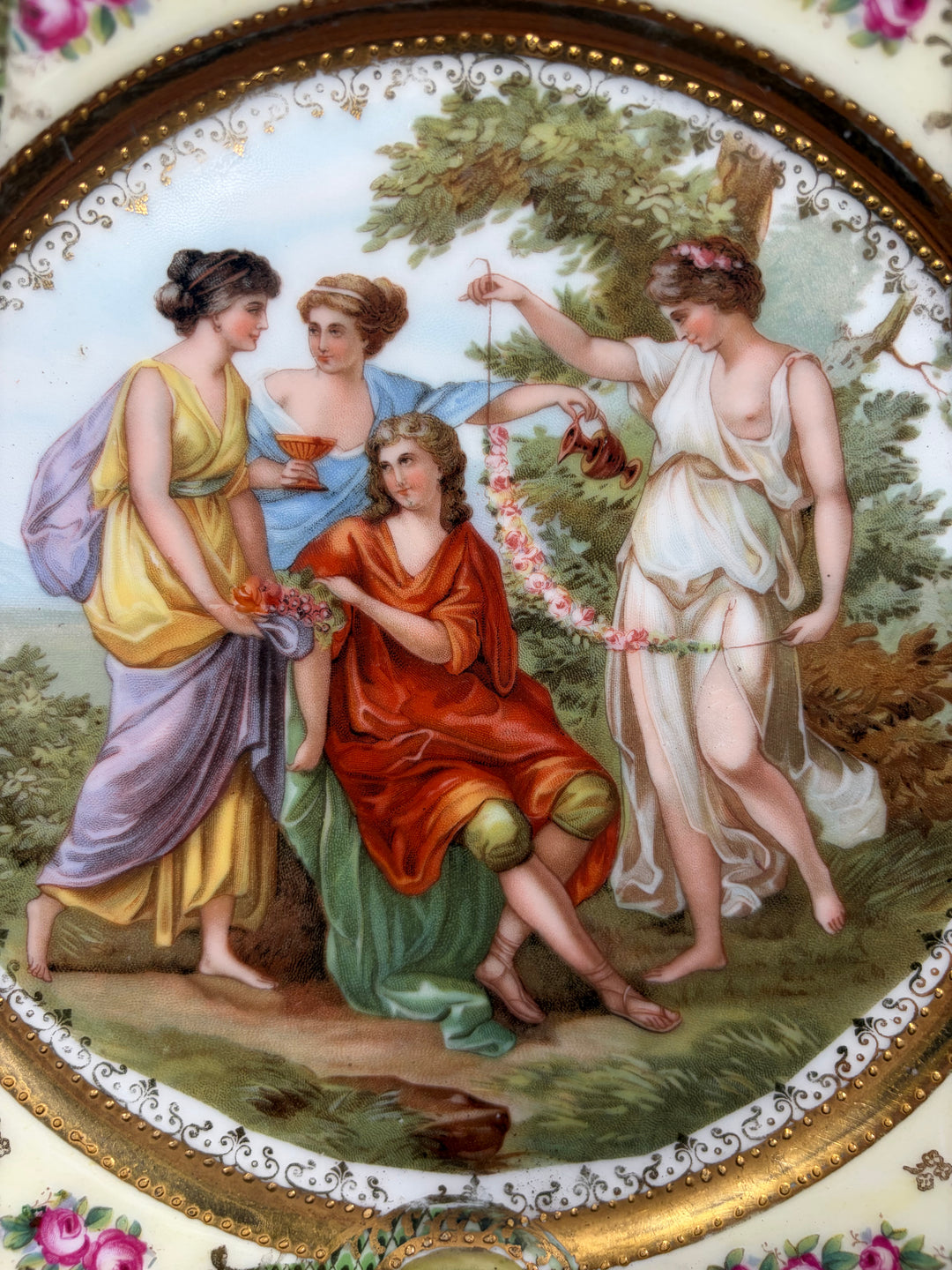 Pair of Vienna-Style Porcelain Cabinet Plates with Classical Figural Scenes