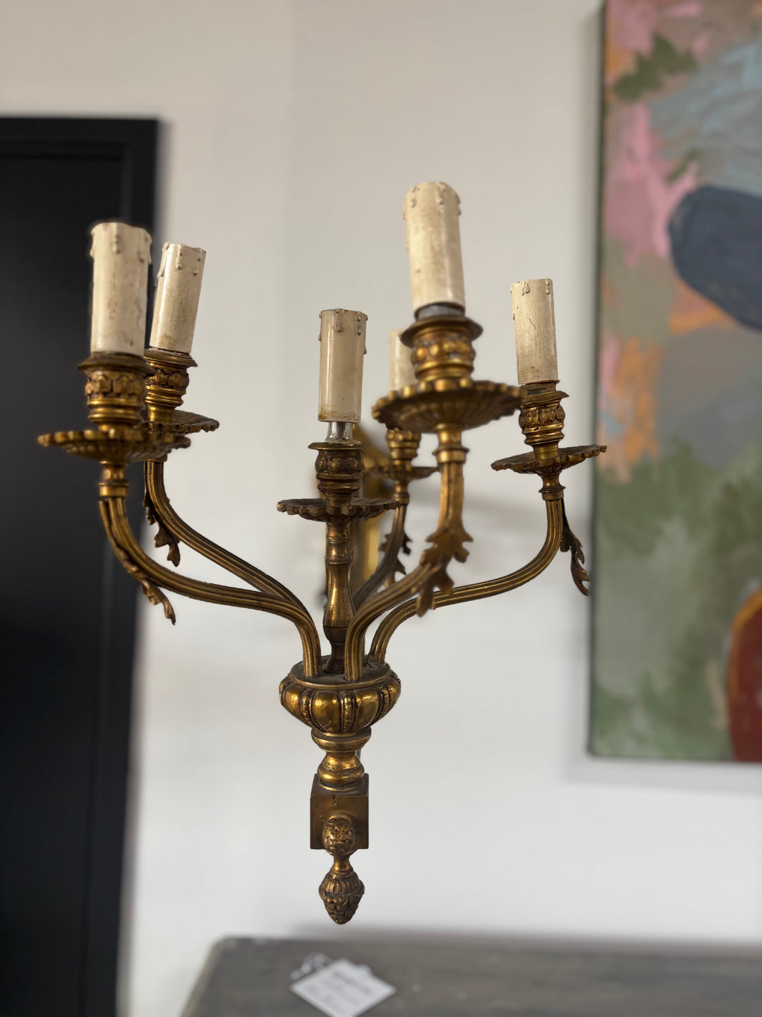Ornate Gilt Brass Wall Sconces