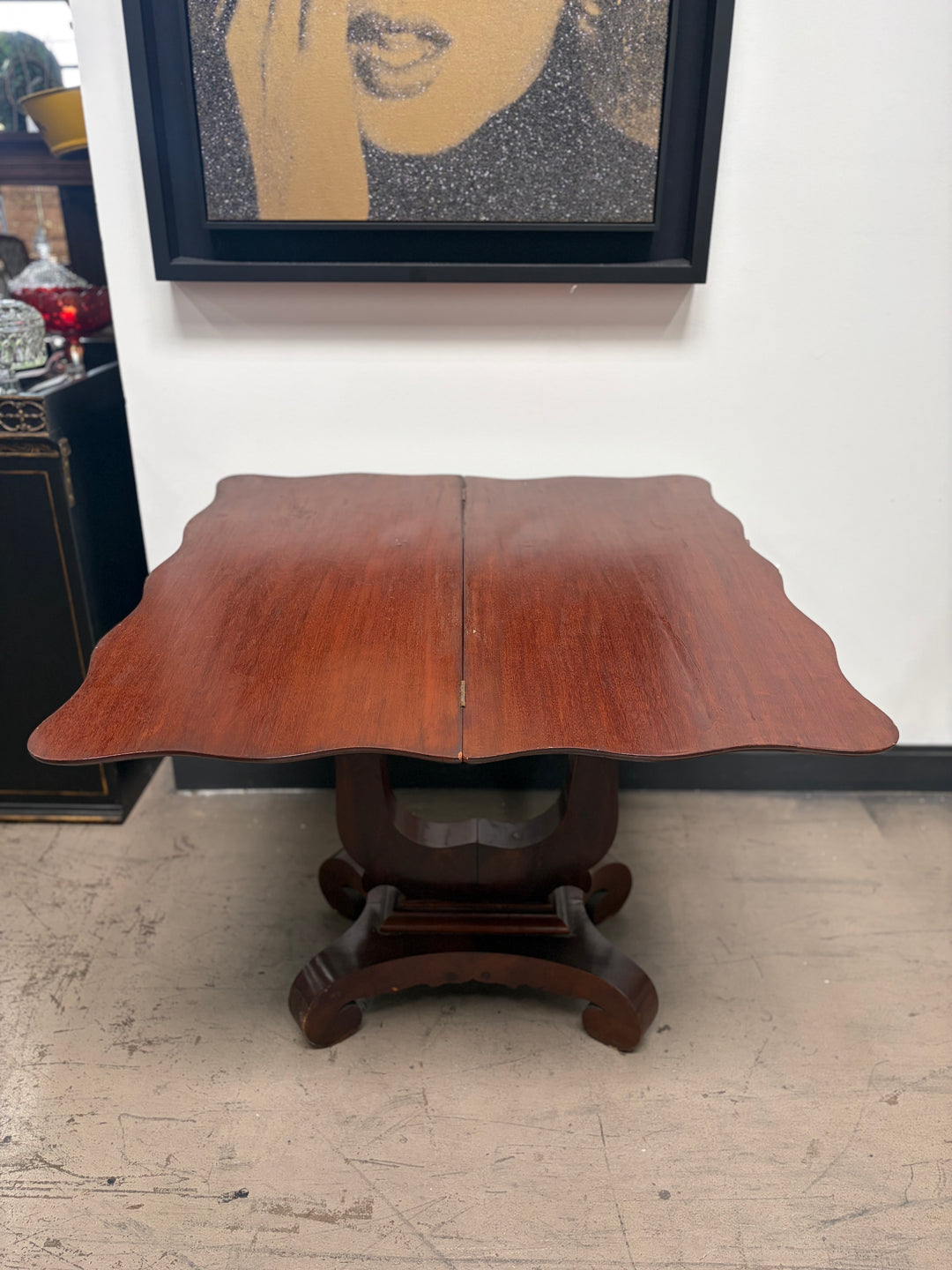 Mahogany Empire-Style Lyre-Base Center Table