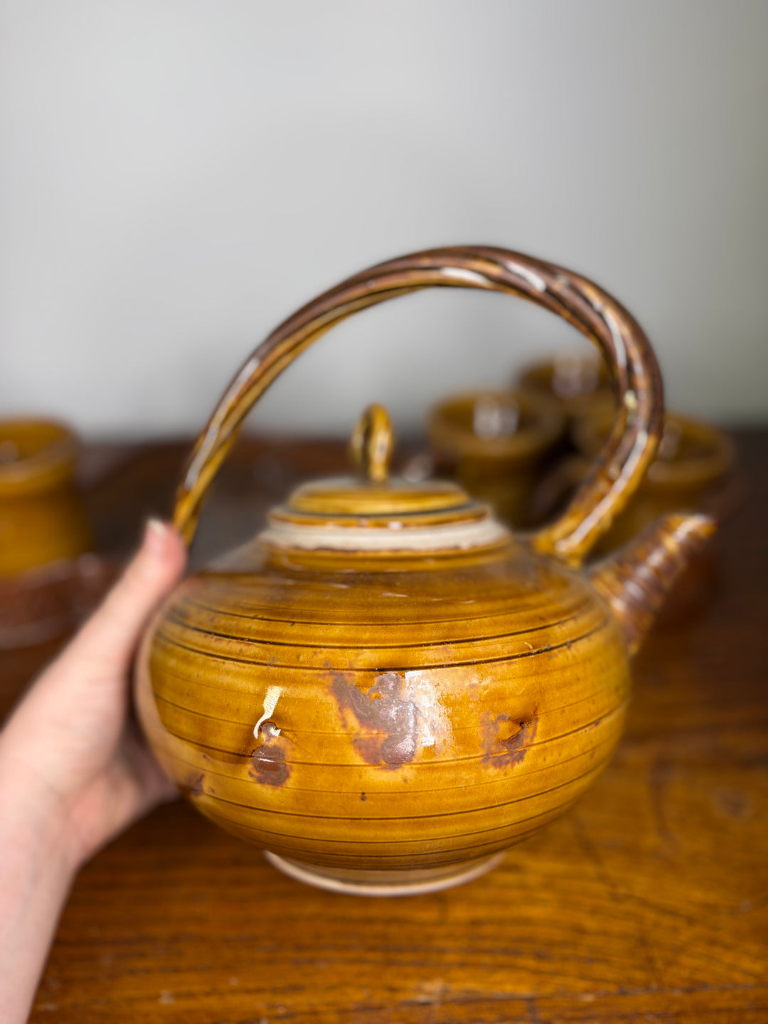 Handmade Studio Pottery Tea Set with Tray