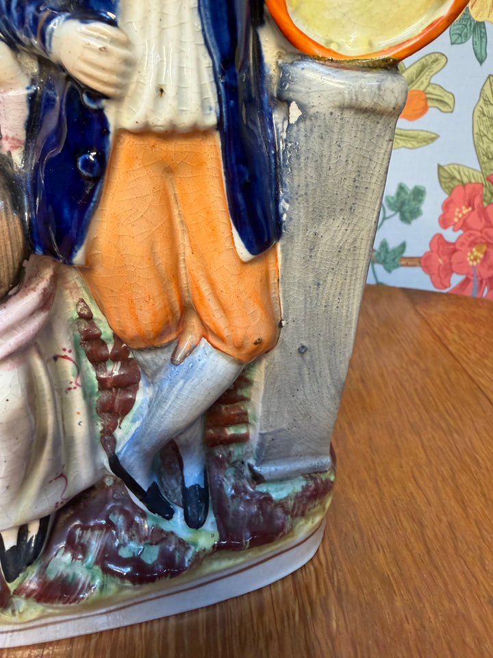 Antique Staffordshire Musicians Lady and Man