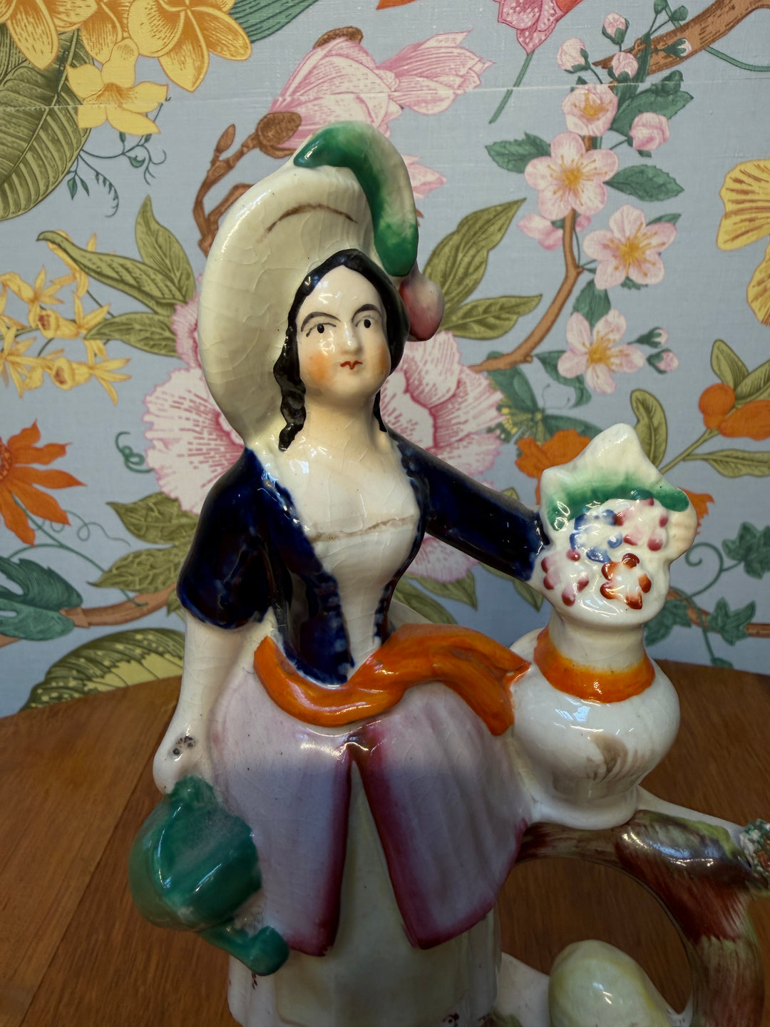 Antique Staffordshire Lady with Flowers