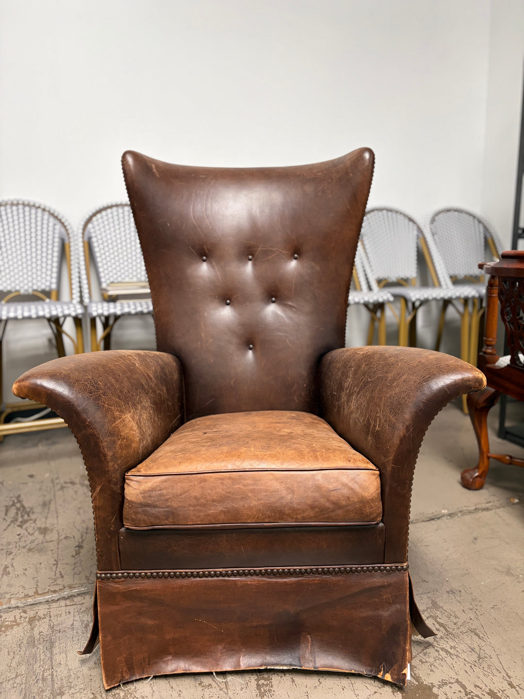 Vintage Leather Wingback Chair