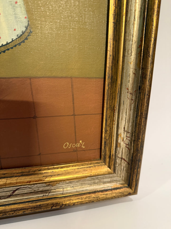 Original Oscar Bernach Oil Paintings - Set of 2, Girl and Boy