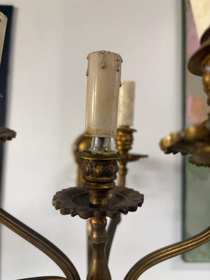 Ornate Gilt Brass Wall Sconces