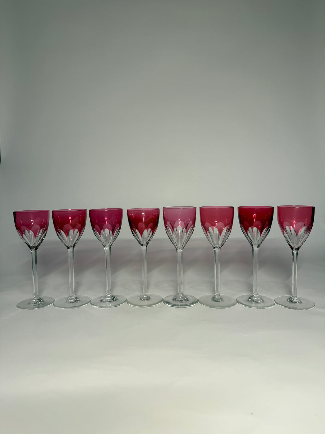 8 Baccarat Harcourt Genova Ruby Crystal Glasses