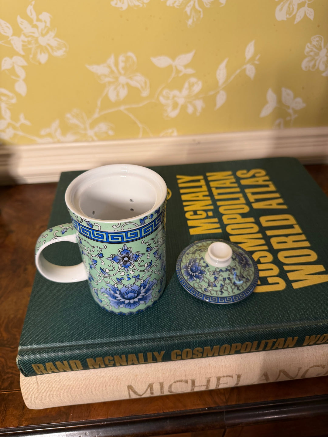 Green Hand Painted Tea Cup Mug