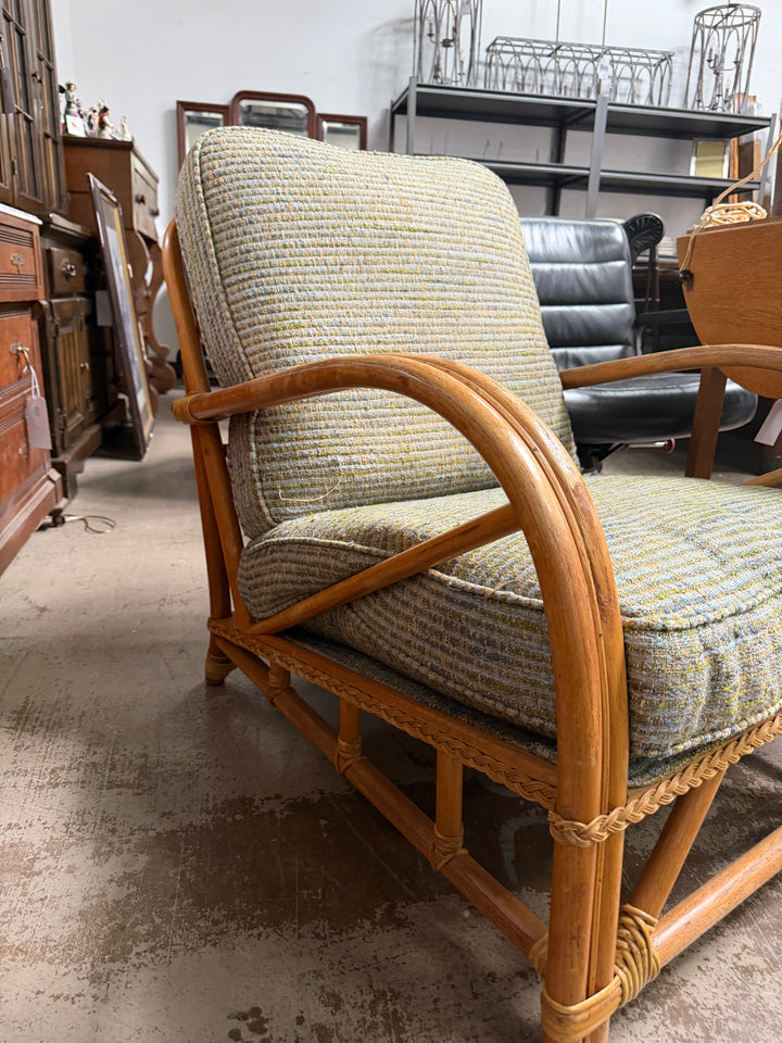 Set of 2 Vintage Braided Rattan and Bamboo Chairs