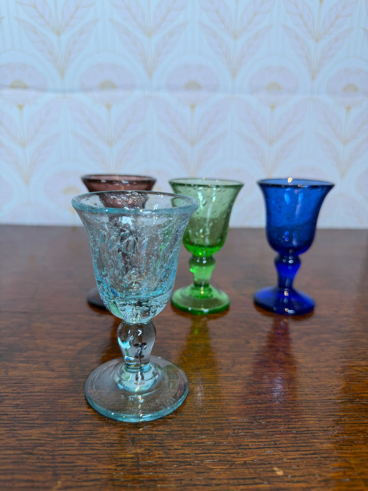 Set of 4 Multi-Colored Hand Blown Glasses