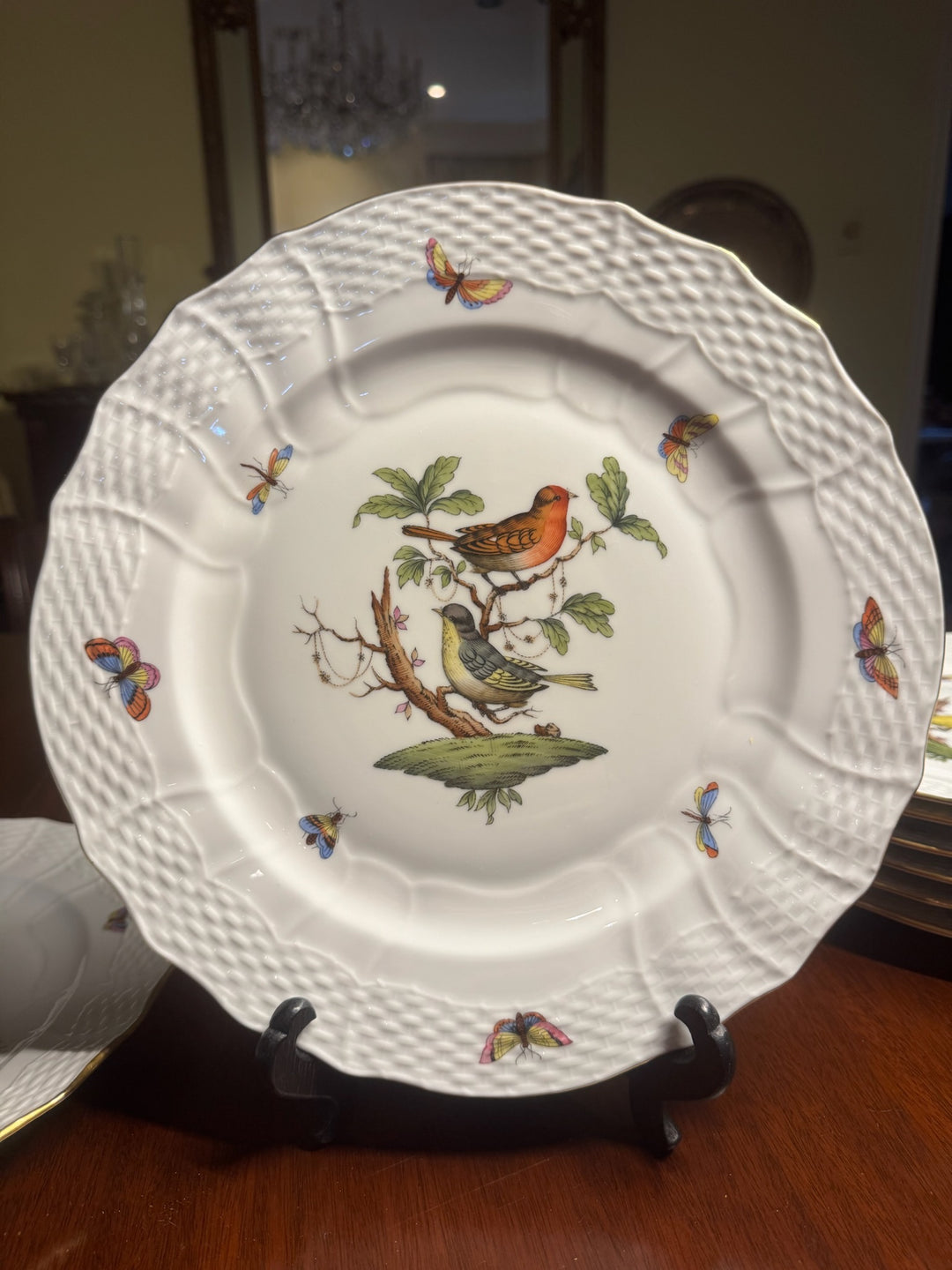 8 Herend Rothschild Dinner Plates (#1527)