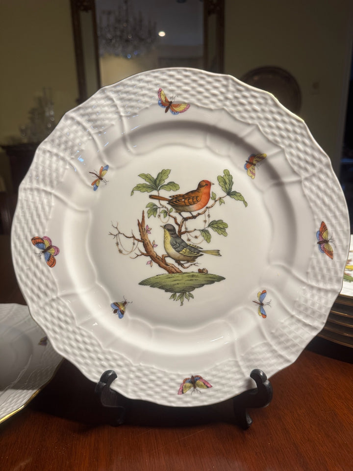 8 Herend Rothschild Dinner Plates (#1527)