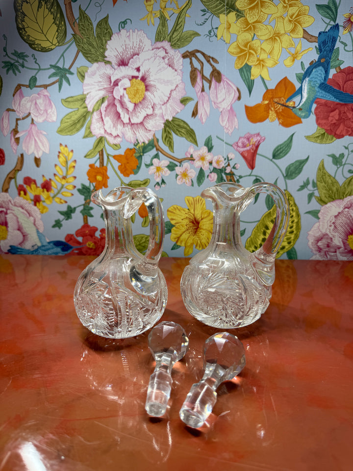 Set of 2 Cut Glass Decanters