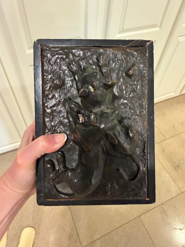 Bronze Sculpture of Lion Cubs by E.V. Van Mundent & Signature