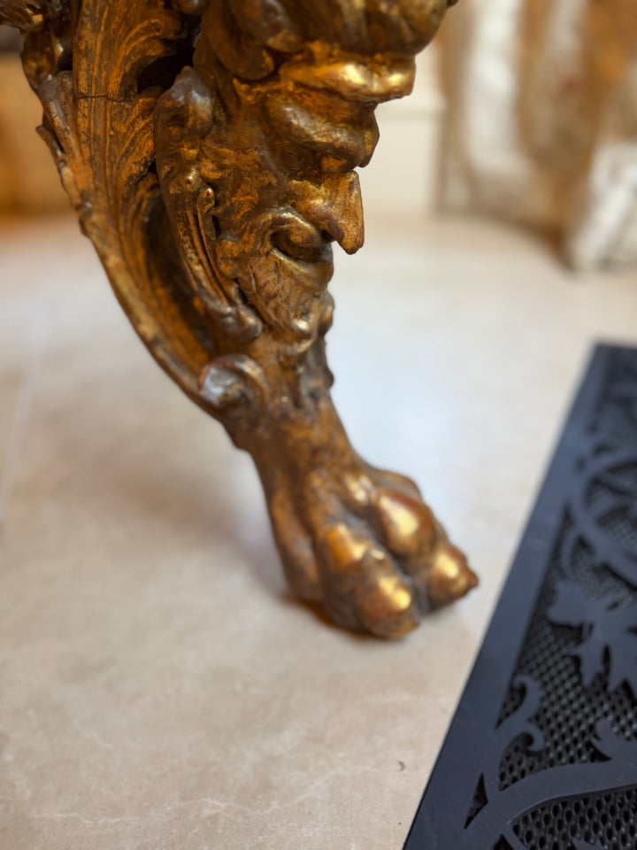Italian Baroque Style Marble Giltwood Side Table