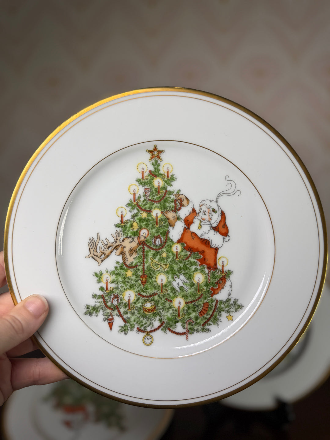 Fitz and Floyd 4 Christmas Tree Side Plates