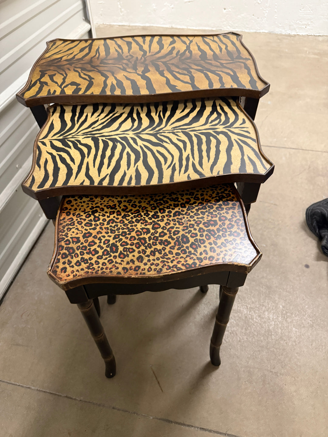 Faux Bamboo Resin Nesting Tables