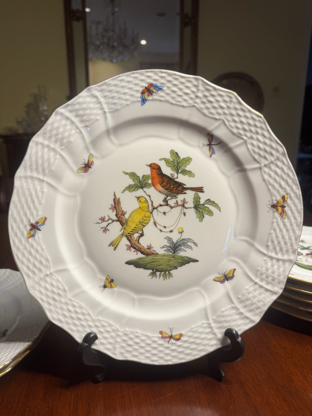 8 Herend Rothschild Dinner Plates (#1527)