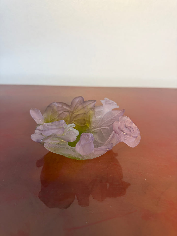 Daum Pate de Verre Rose Bowl