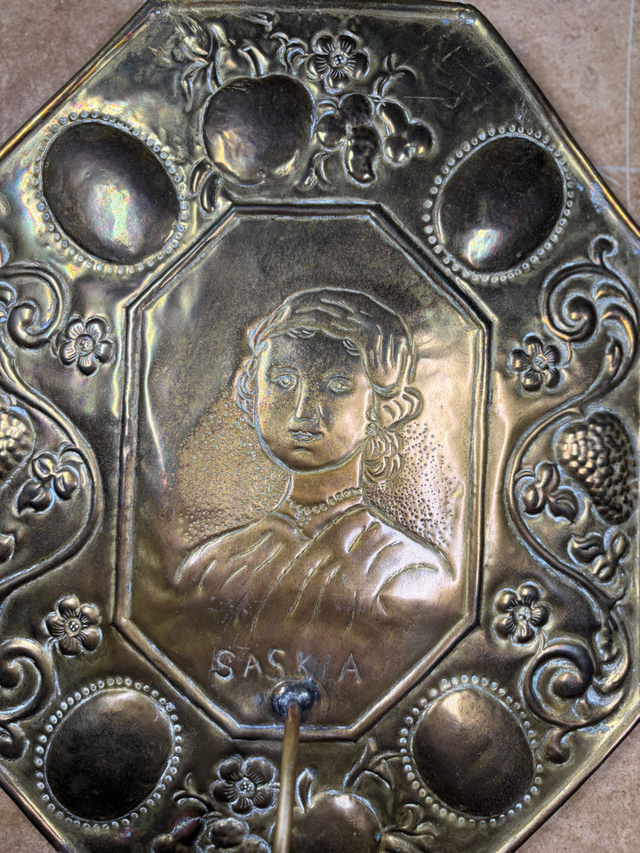 2 Brass Wall Sconces engraved "Rembrandt"